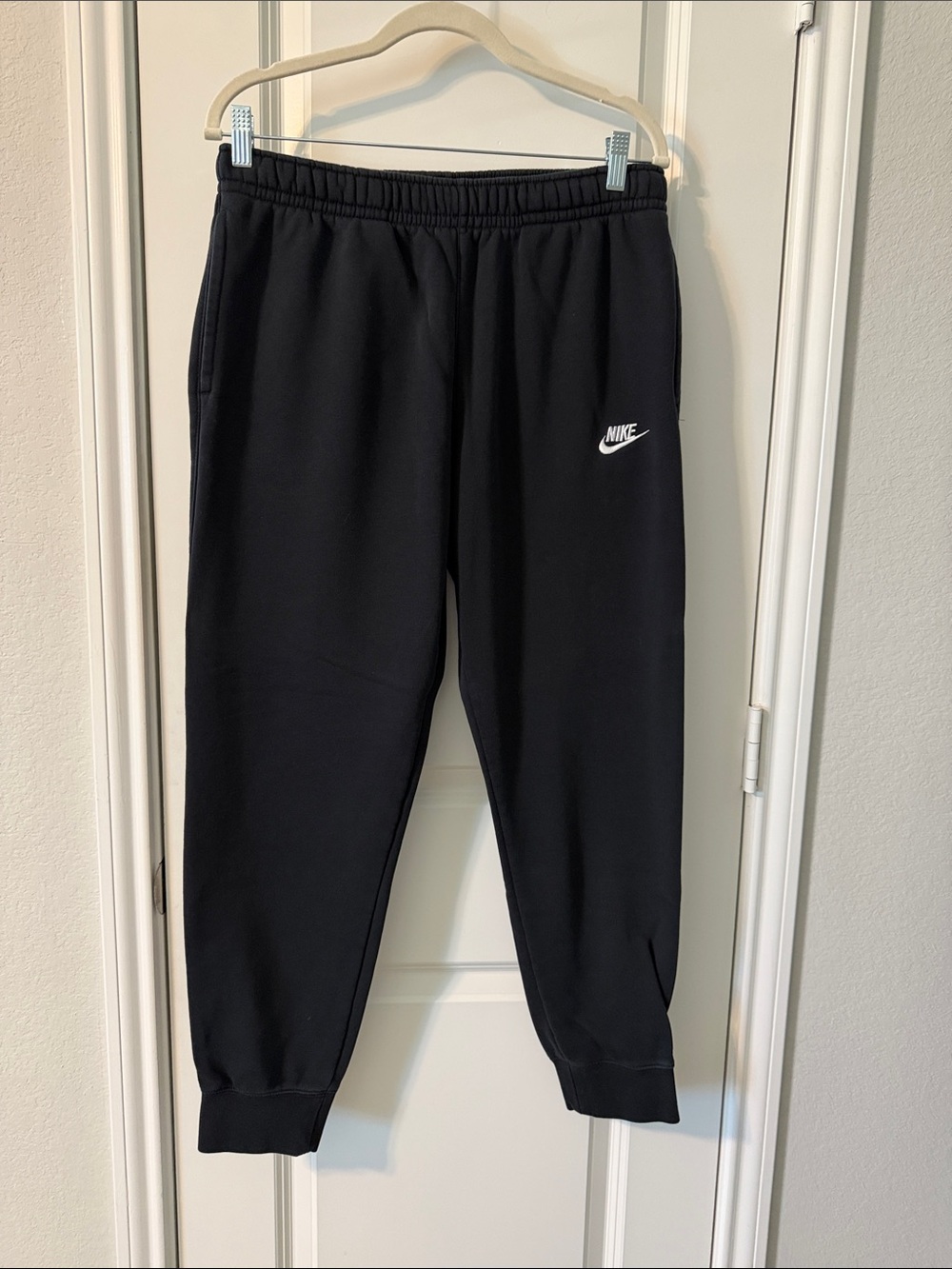 Nike Black Kids Jogger Sweatpants with White Swoosh